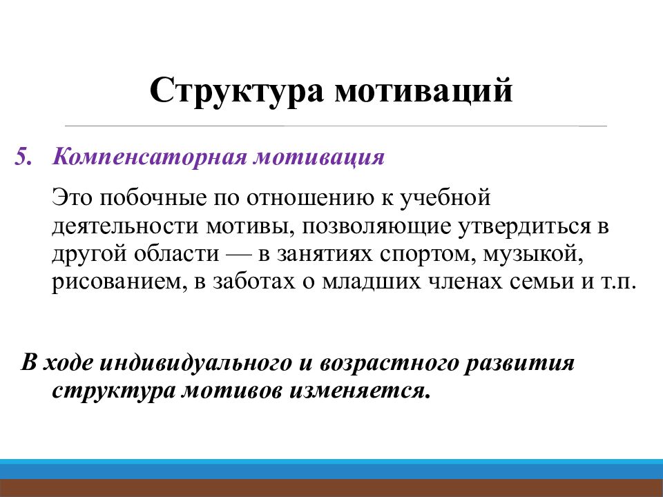 Структура мотивации. Структура мотивации учебной деятельности.