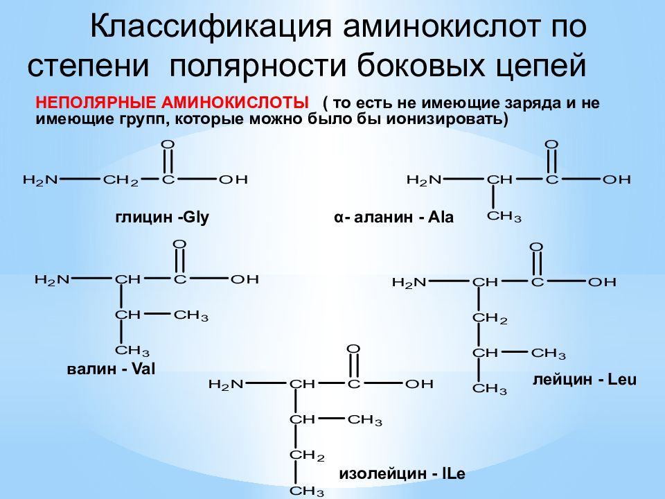 Функциональные группы глицина. Аланин Валин лейцин. Глицин классификация аминокислоты. Классификация аминокислот по свойствам боковой цепи.