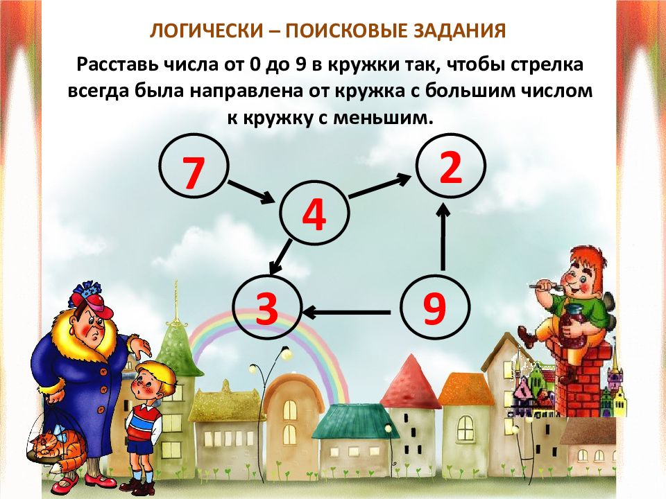 Расставь числа 3 4. Логические поисковые задания. Задачи расставить цифры в кружочках. Логически-поисковые задания 2 класс. Расставь числа от 0 до 9 в кружки так чтобы стрелка всегда.