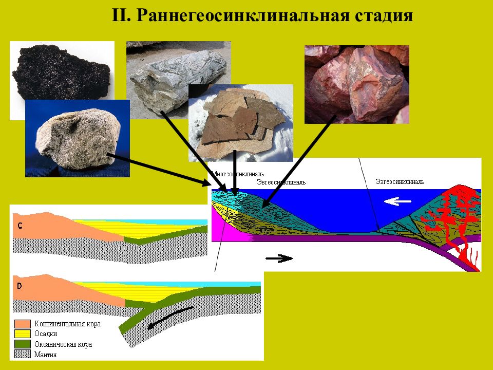 Основные этапы формирования земной коры. Раннегеосинклинальная стадия. Подвижные пояса земной коры. Подвижные земные коры. Материковая кора пояса.