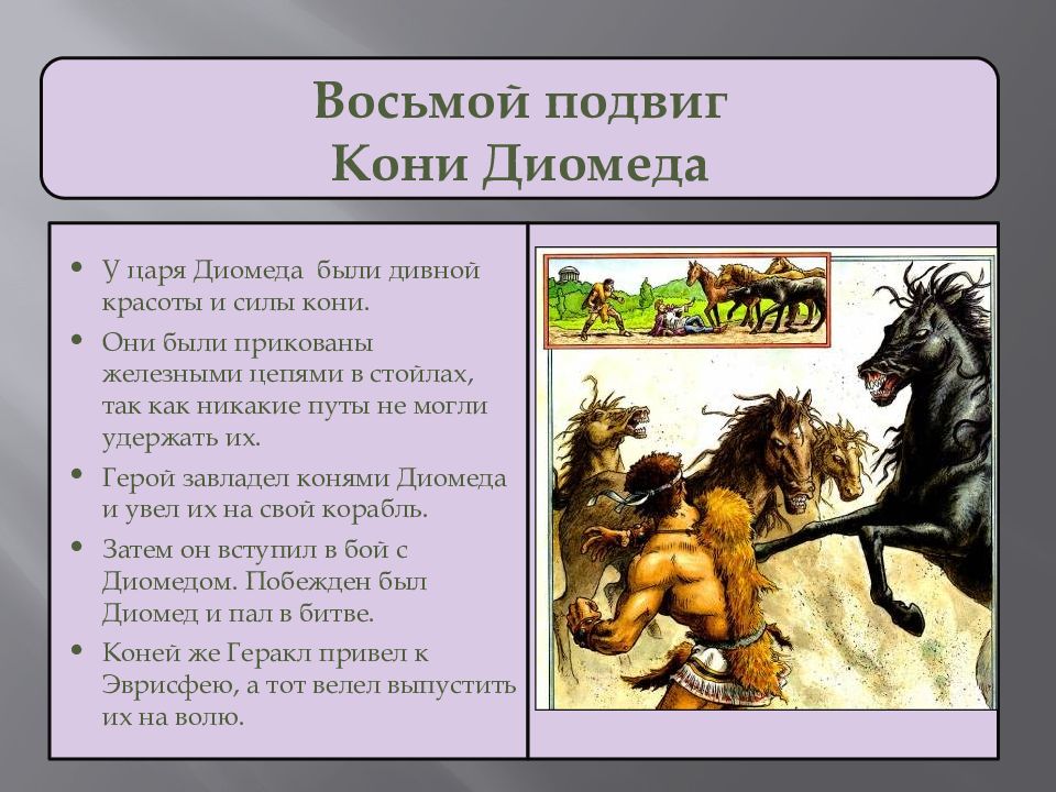 Геракл 2 читать. 12 Подвигов Геракла кони Диомеда. 8 Подвиг Геракла кони Диомеда. Миф о Геракле кони Диомеда. Мифы древней Греции кони Диомеда.