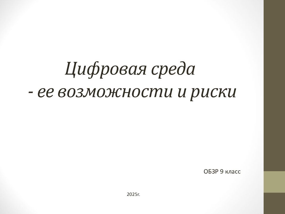 Цифровая среда - ее возможности и риски
