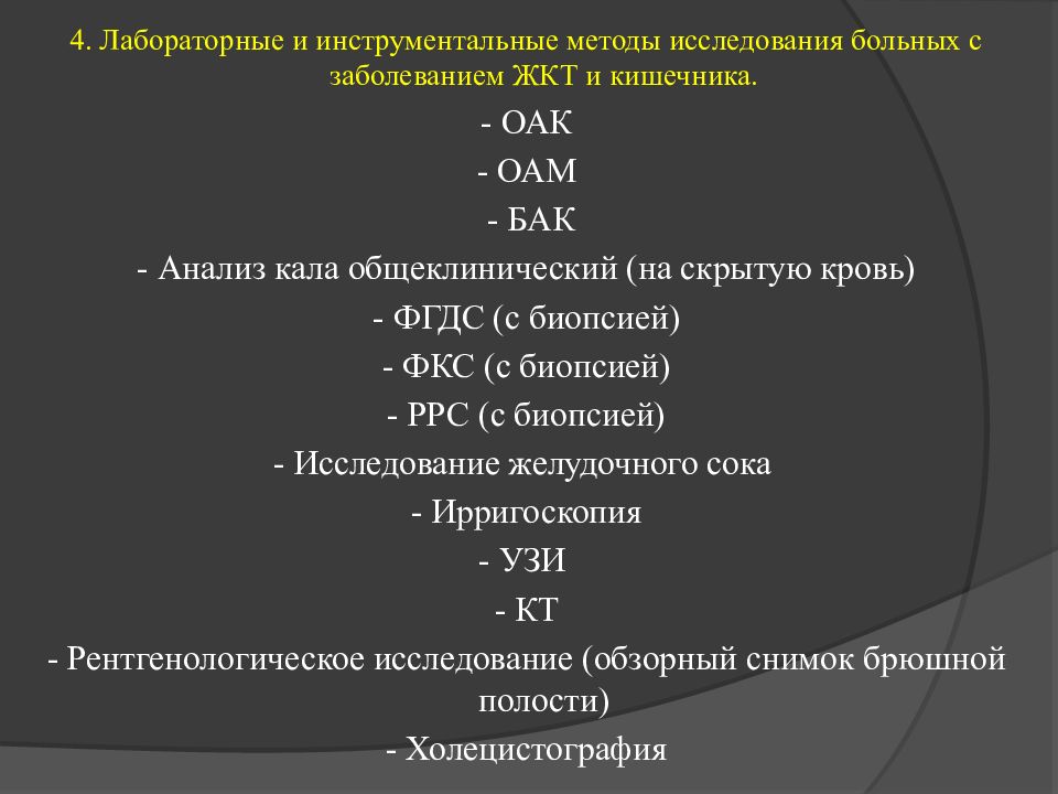 Схема исследования больного