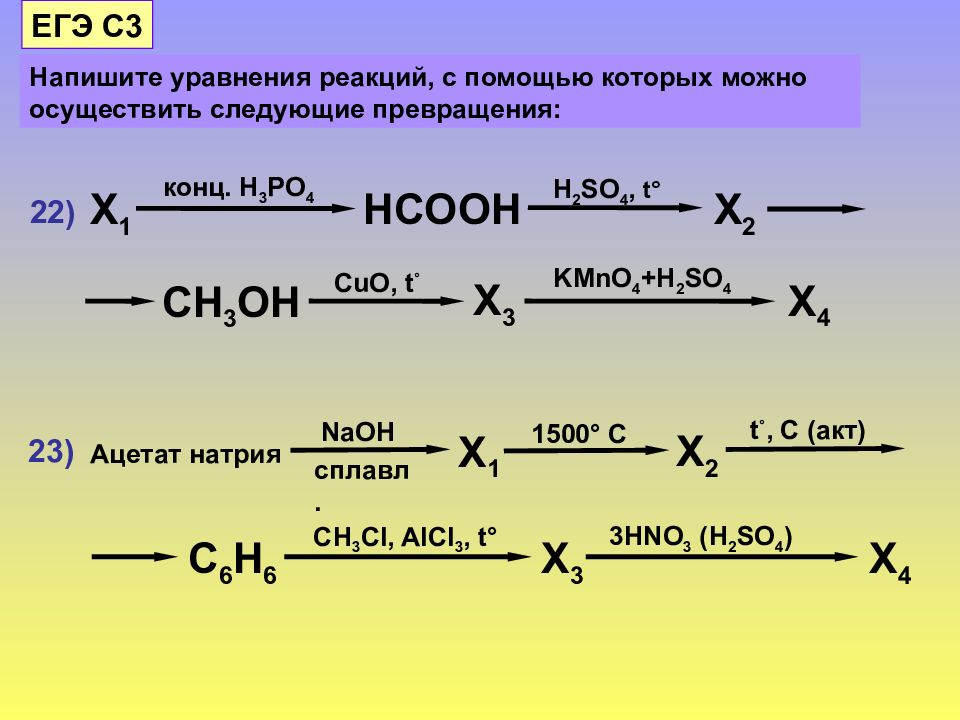Составьте уравнения реакций по приведенной схеме и укажите условия их осуществления ацетат натрия