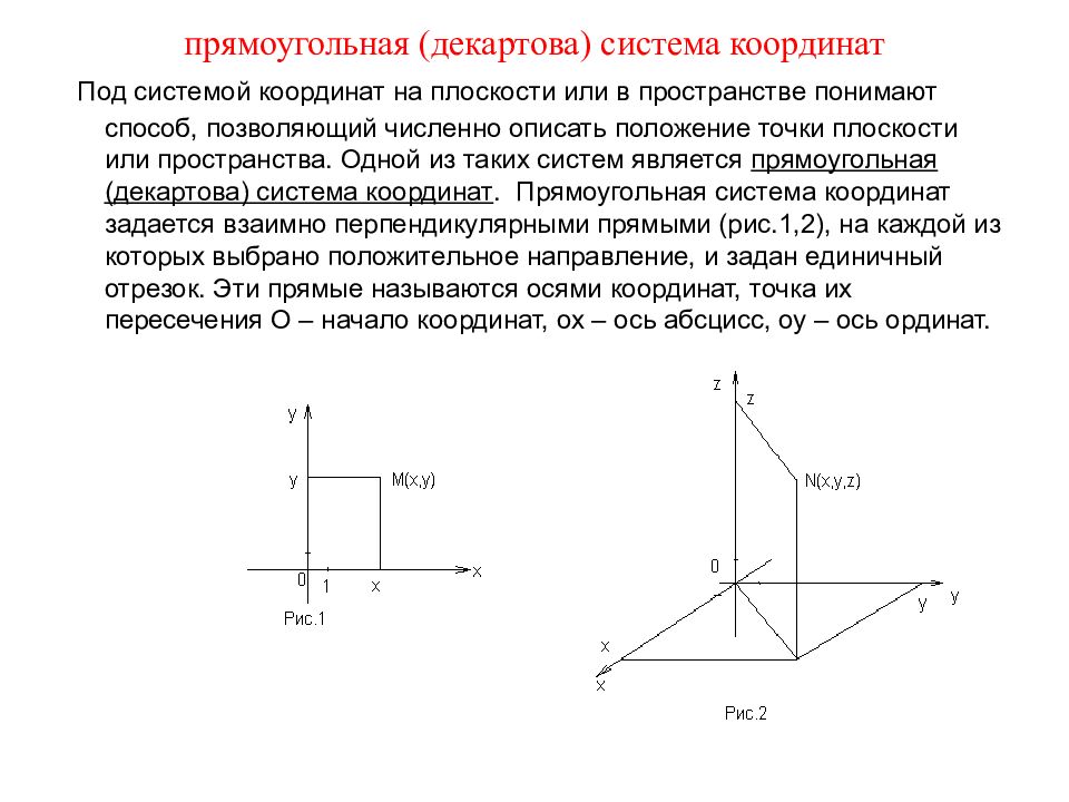 Декартовая система координат презентация