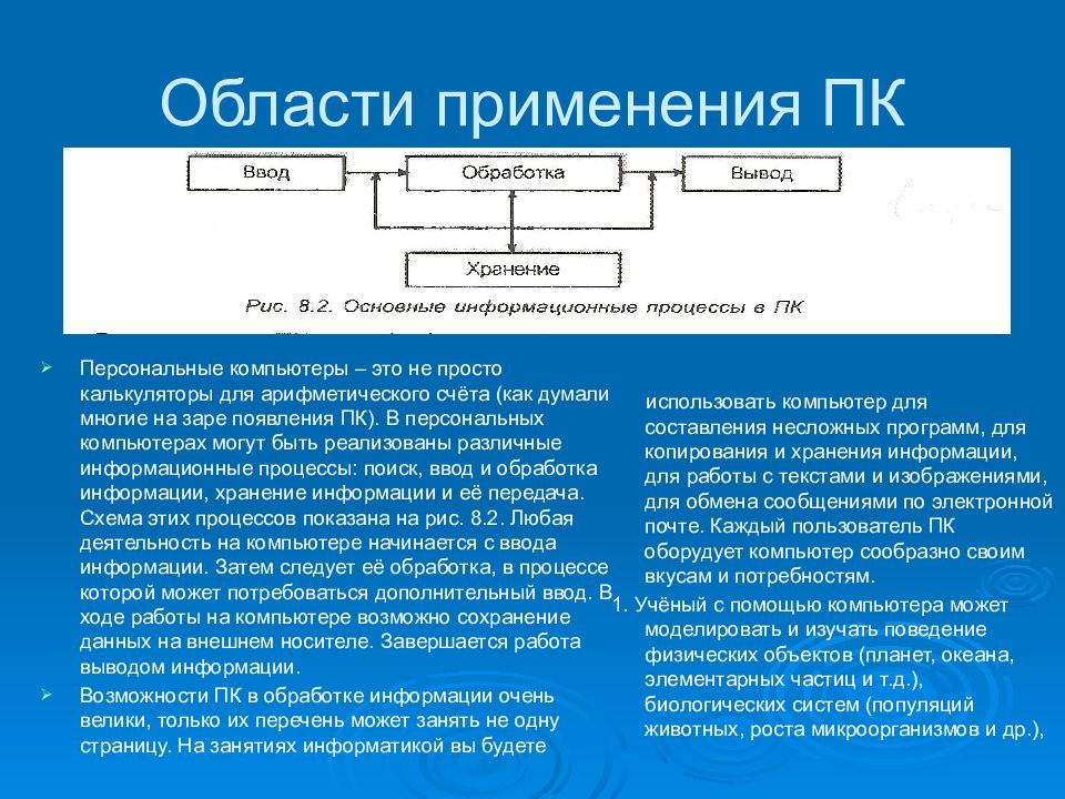 В каких сферах применяется. Области применения персональных компьютеров. Персональный компьютер сфера применения. Область использования ПК. Основные сферы применения ПК.