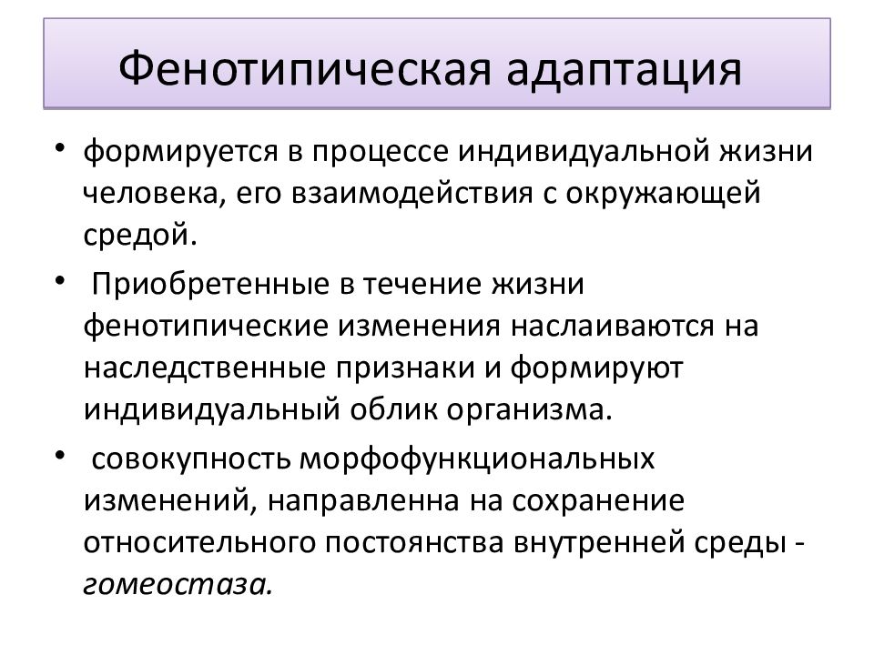 Процесс индивидуального. Адаптационные возможности организма.