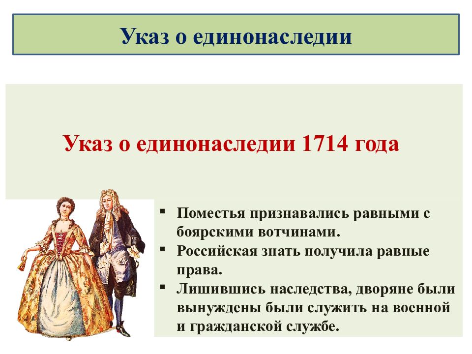 Почему возникла необходимость указа о единонаследии