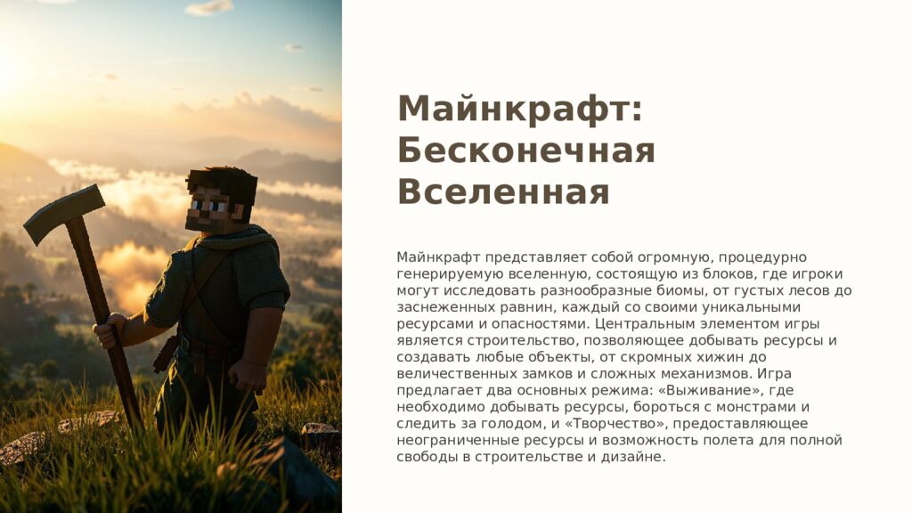 Майнкрафт: Бесконечная Вселенная Майнкрафт представляет собой огромную,