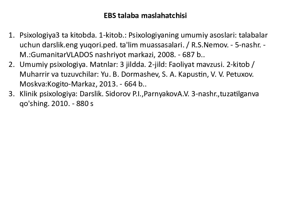 SHAXSIYAT NAZARIYALARI xorijiy