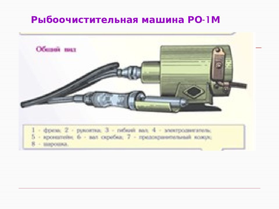 Назовите основные части машины пользуясь схемой рыбоочистительные машины