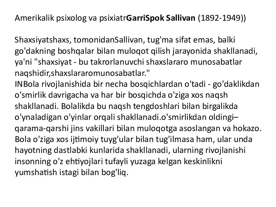 SHAXSIYAT NAZARIYALARI xorijiy