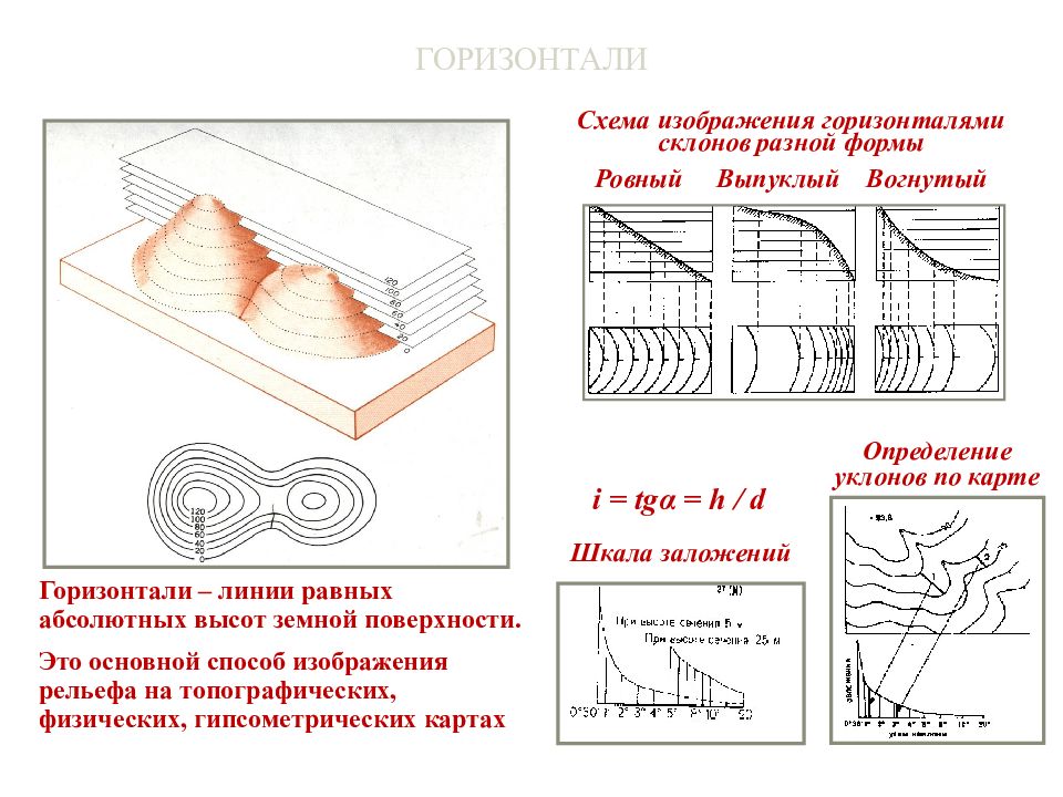 Значение горизонтали. Основные свойства горизонталей в геодезии. Характеристики горизонталей. Сущность изображения рельефа горизонталями. Сущность способа горизонталей.