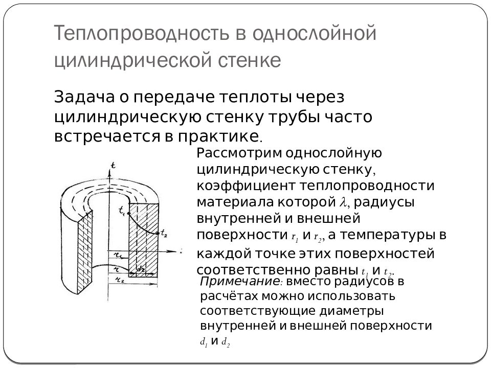 Теплопроводность стенки. Теплопроводность однослойной цилиндрической стенки. Теплопроводной однородной однослойной цилиндрической стенки. Теплопроводность через цилиндрическую однослойную стенку. Теплопроводность многослойной цилиндрической стенки.