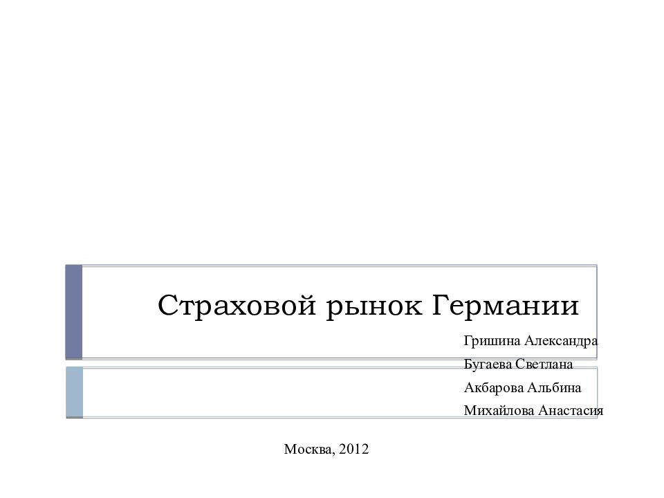 Страховой рынок Германии