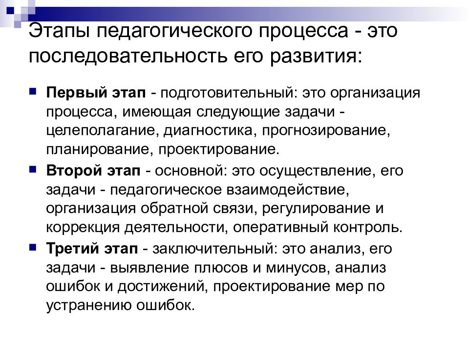 2 образовательный процесс. Этапы образовательного процесса. Этапы педагогического процесса. Этапы организации педагогического процесса. Этапы целостного педагогического процесса.