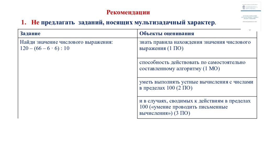 Обновленные подходы к оценке предметных результатов по математике в начальной