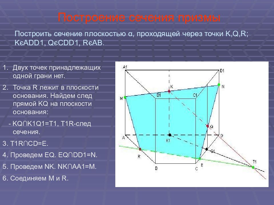 Презентация построение сечения многогранников