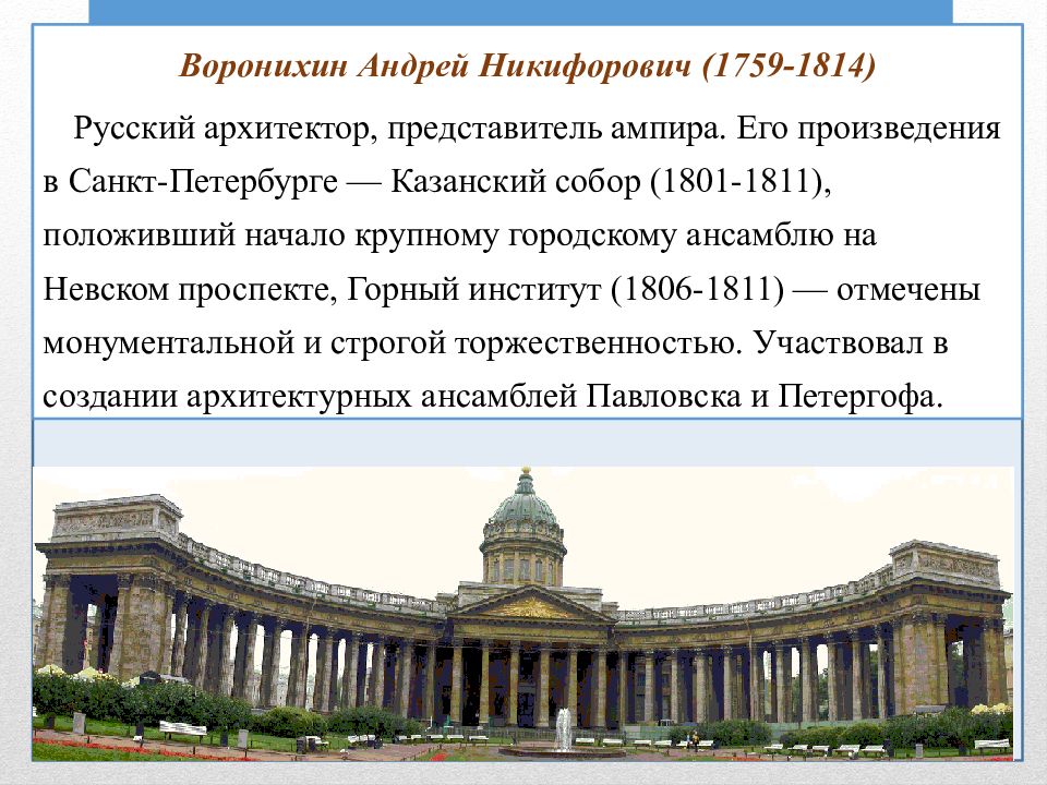 Воронихин андрей никифорович презентация