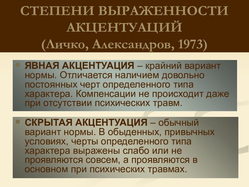 Отличие и сходства психопатии и акцентуации характера презентация