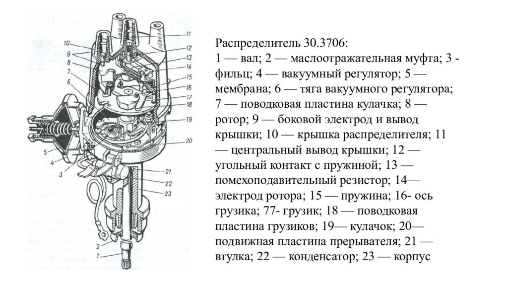 Электрическая схема прерыватель распределитель