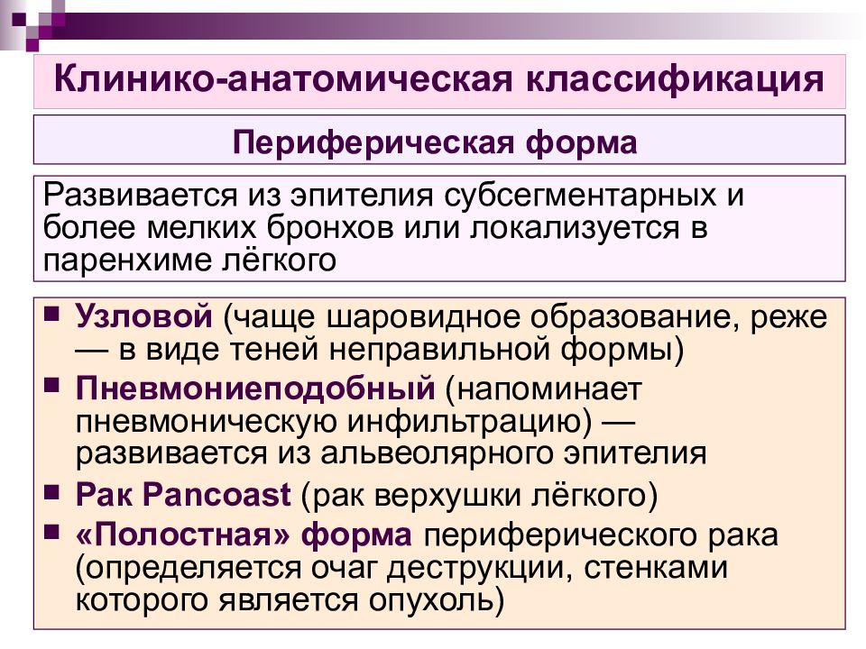 Клинико анатомическое. Клинико-анатомическая классификация ЗНО. Клинико анатомические сопоставления. Клинико-анатомические формы воспаления. Периферическая форма им.