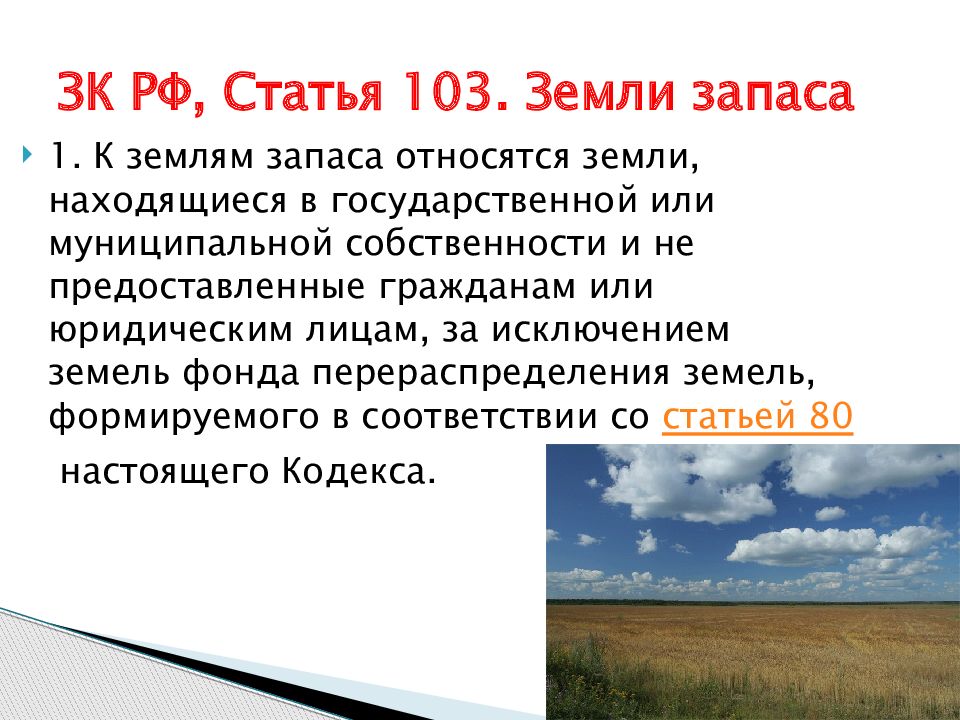 Статья 103. Земли запаса. К землям запаса относятся земли. Земли резерва и земли запаса. Земли запаса доклад.