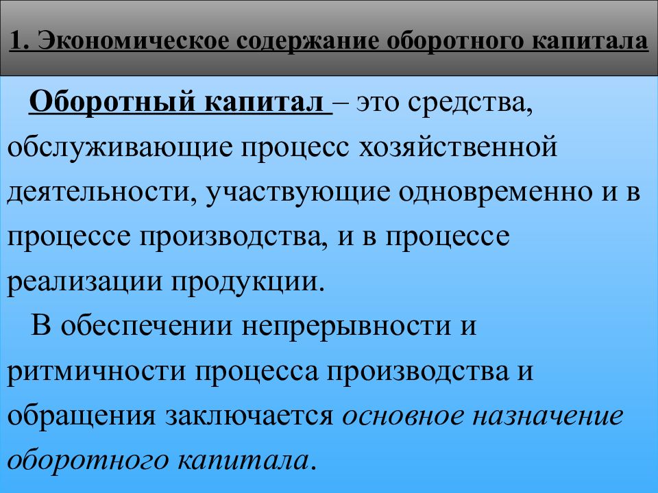 Оборотный капитал предприятия презентация