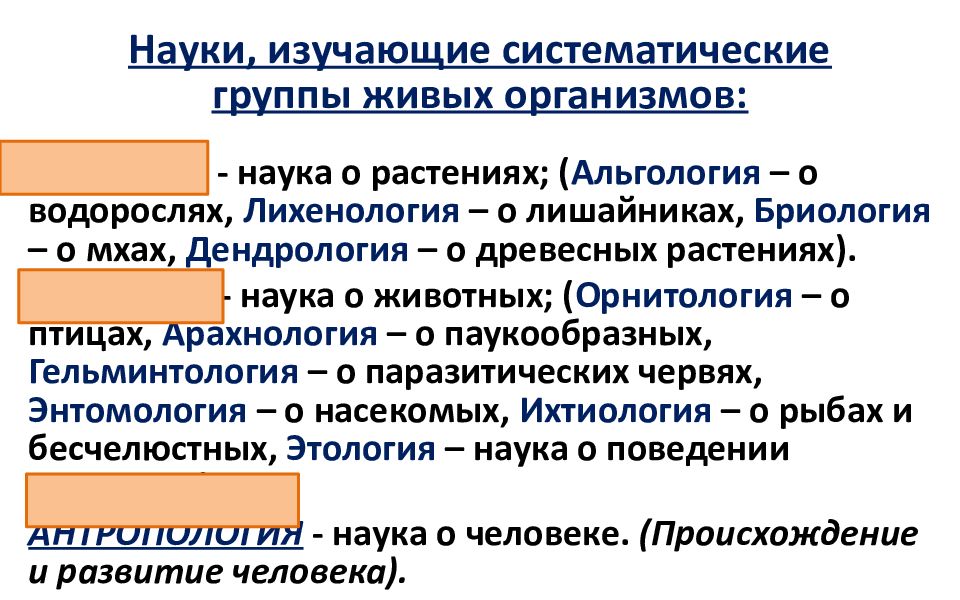 Наука изучающая жизнь. Науки изучающие живые организмы. Науки изучающие систематические группы живых организмов. Науки изучающие человека и животных. Науки изучающие свойства живых организмов.