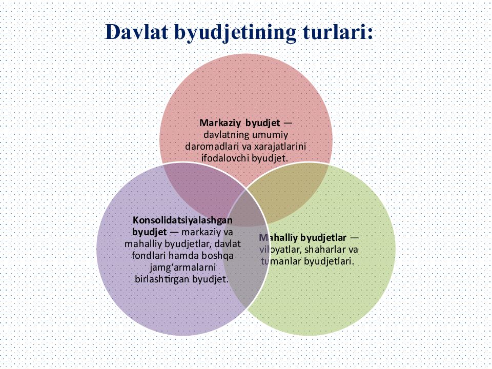 Davlat byudjetining turlari :