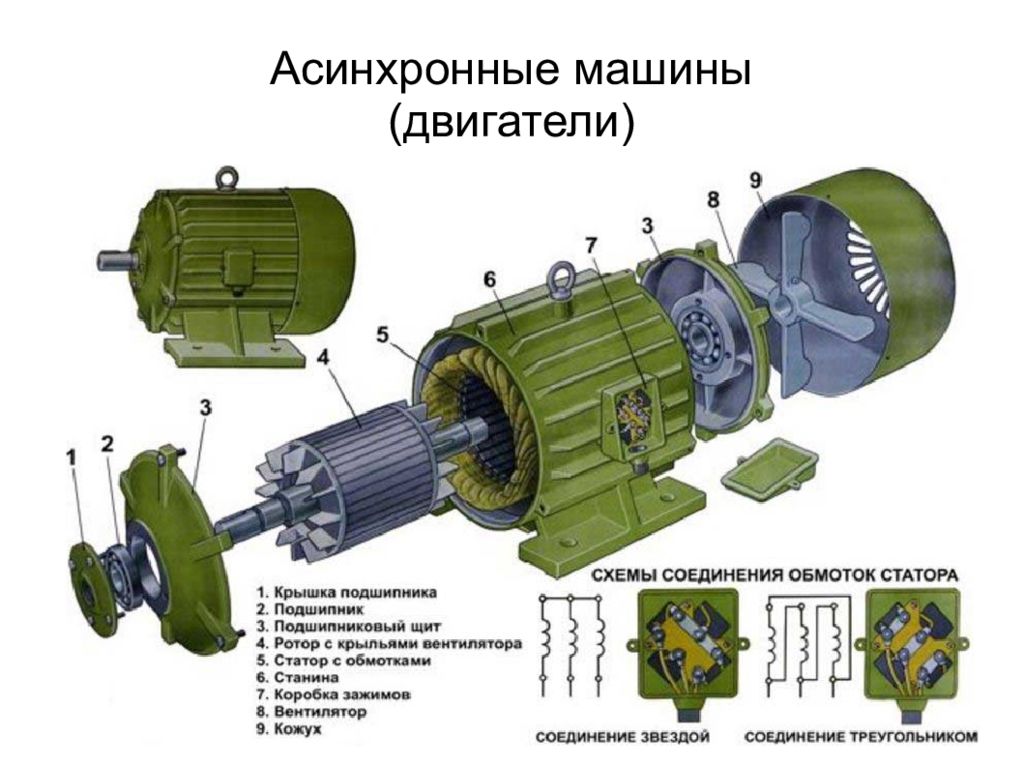 Трехфазная асинхронная машина. Конструкция трехфазного асинхронного двигателя. Электродвигатель асинхронный трехфазный конструкция. Устройство ротора трехфазного асинхронного двигателя. Строение асинхронного электродвигателя.