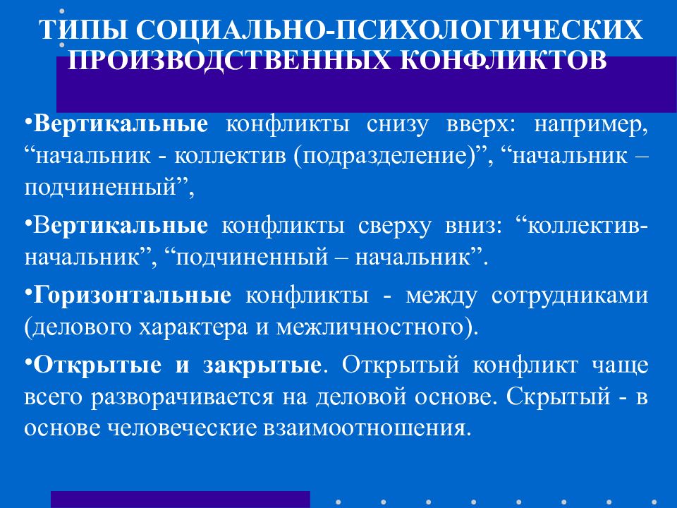 Личностный конфликт. Разновидности социально психологических конфликтов. Типы производственных конфликтов. Тип конфликта между начальником и подчиненным. Вид конфликта начальник подчиненный.