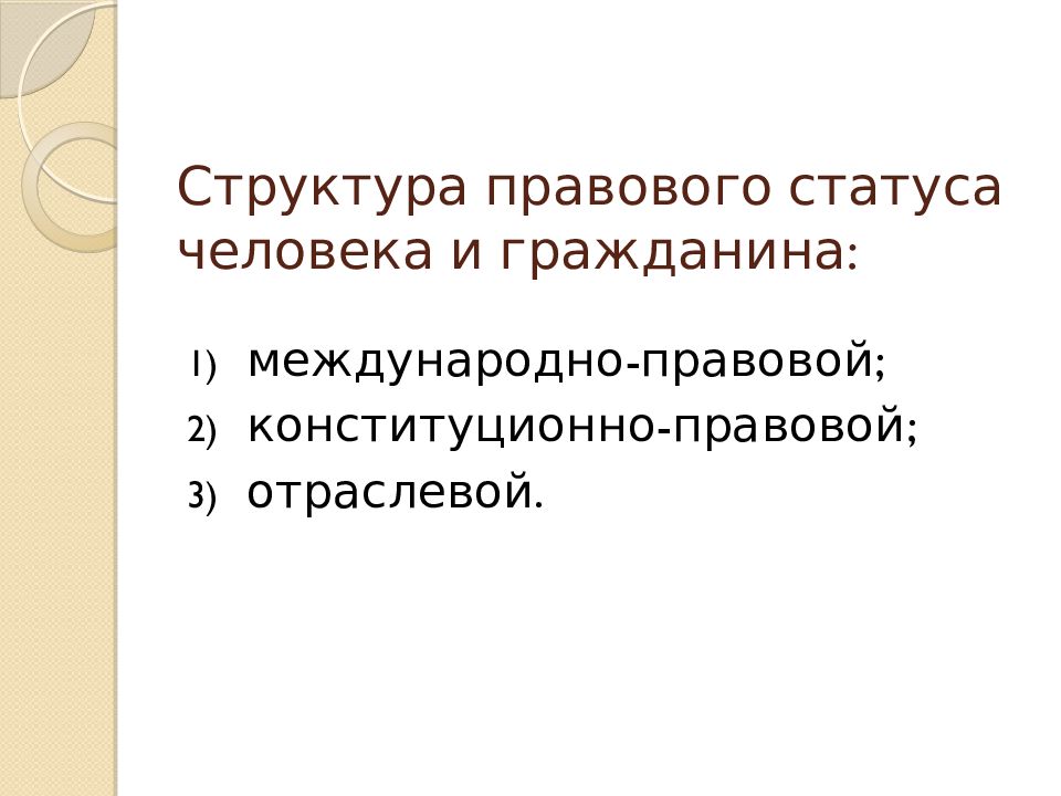 Структура правового статуса личности. Структура правового статуса. Правовой статус человека структура. Структура правового положения личности. Структура правового статуса человека и гражданина.