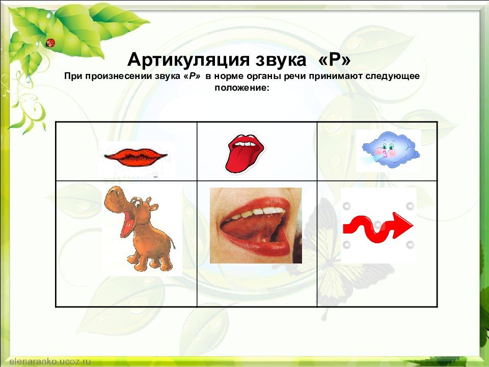 Характеристика звука р в картинках для детей