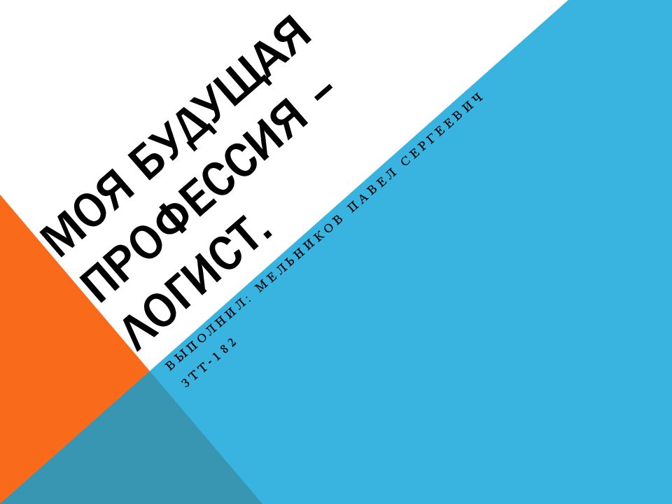 Моя будущая профессия – логист.