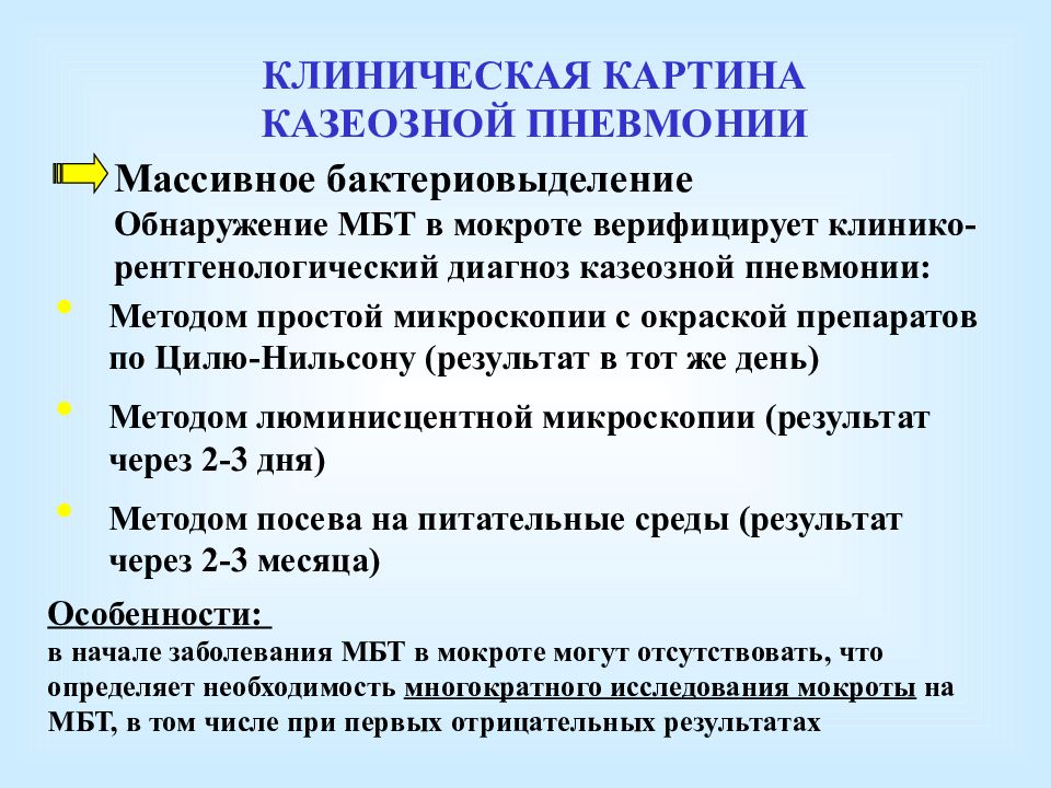 Клиническая картина казеозной пневмонии обычно характеризуется