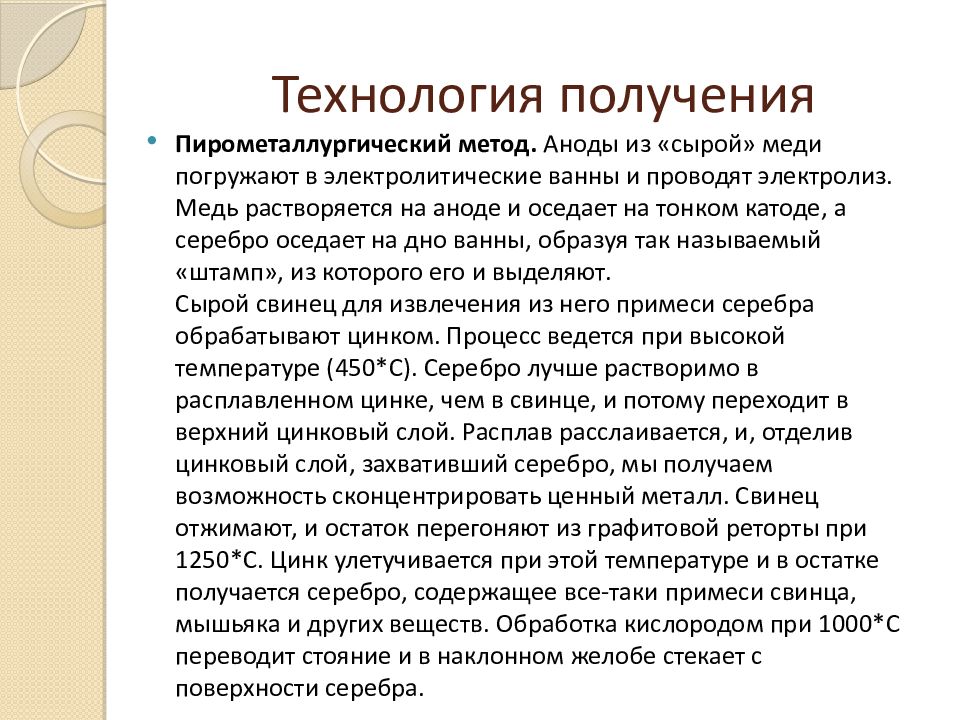 Технология получения