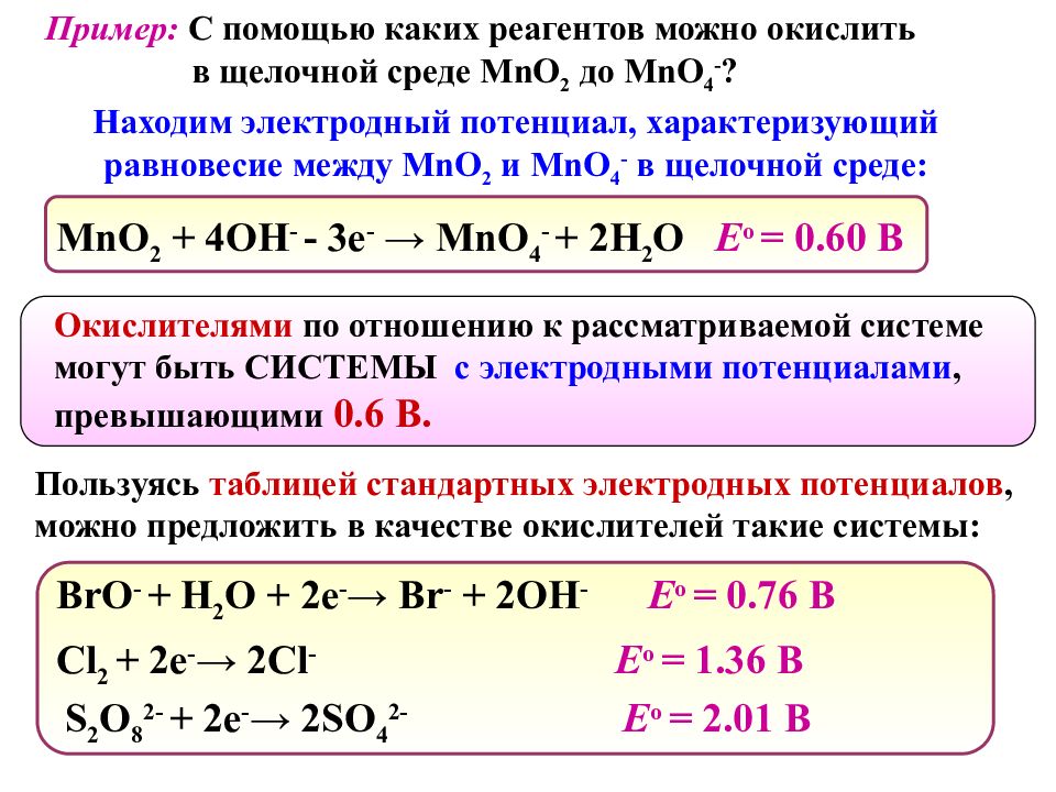 С помощью каких реактивов можно. Электродный потенциал mno2. Стандартные электродные потенциалы mno4 mn2+. Стандартный электродный потенциал MN. Потенциал mno4 MN 2+.