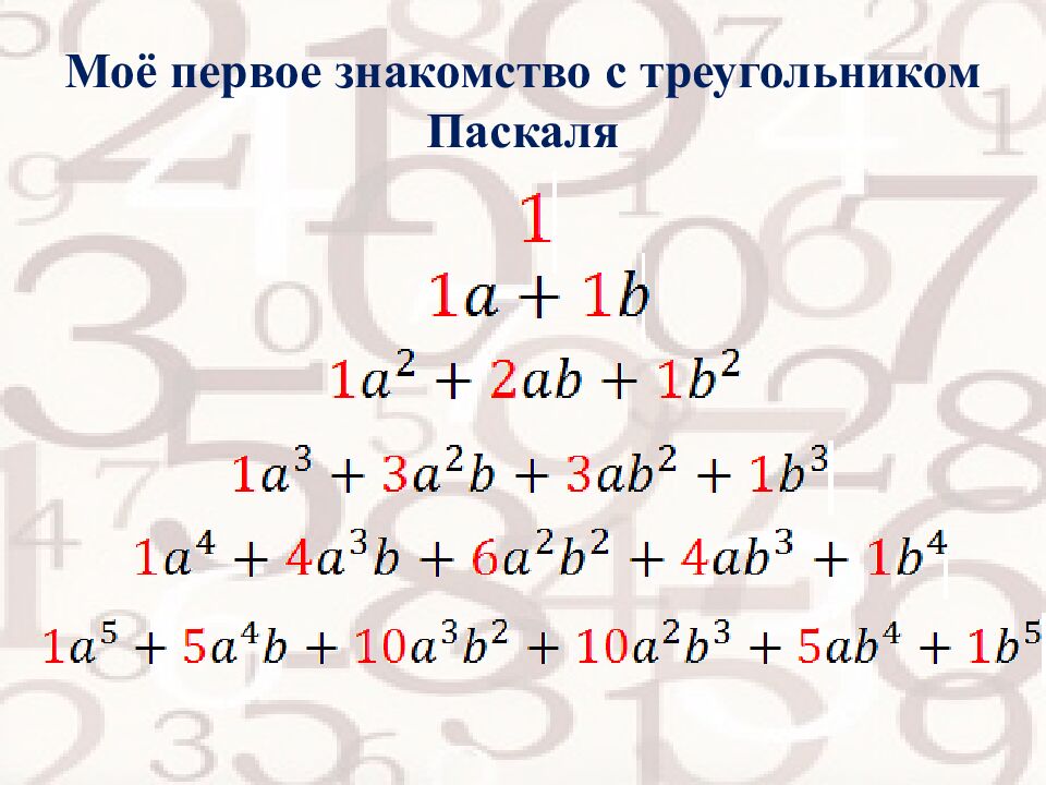 Моё первое знакомство с треугольником Паскаля