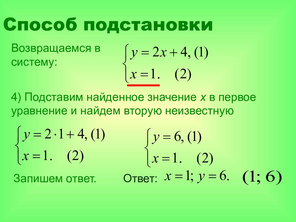 Способ подстановки в решении систем уравнений 7 класс презентация