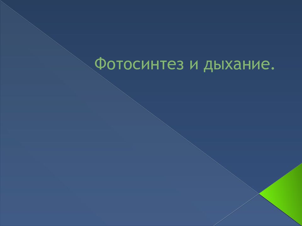 Фотосинтез и дыхание.