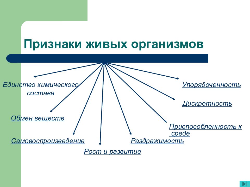 Основные признаки живого