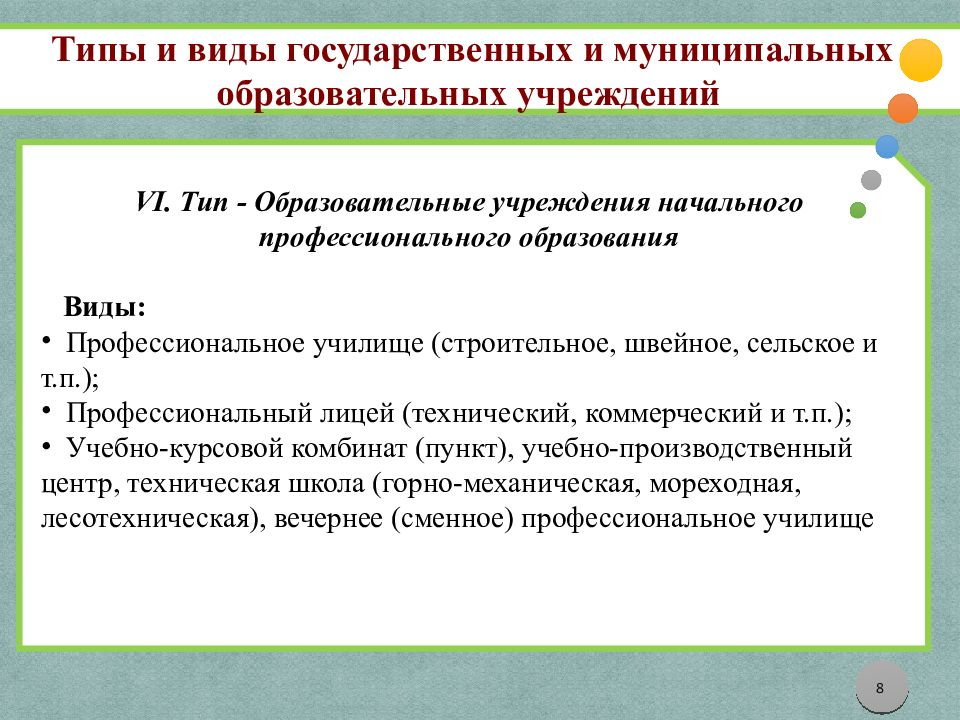 Содержание начального образования. Типы государственных и муниципальных образовательных учреждений. Типы начальных школ. Типы и виды начальных школ кратко.