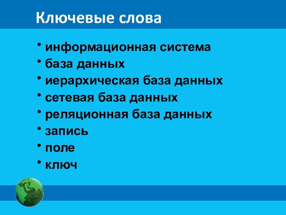 База данных как модель предметной области презентация