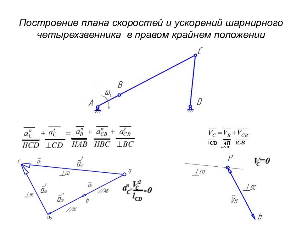 Построить план скоростей и ускорений механизма