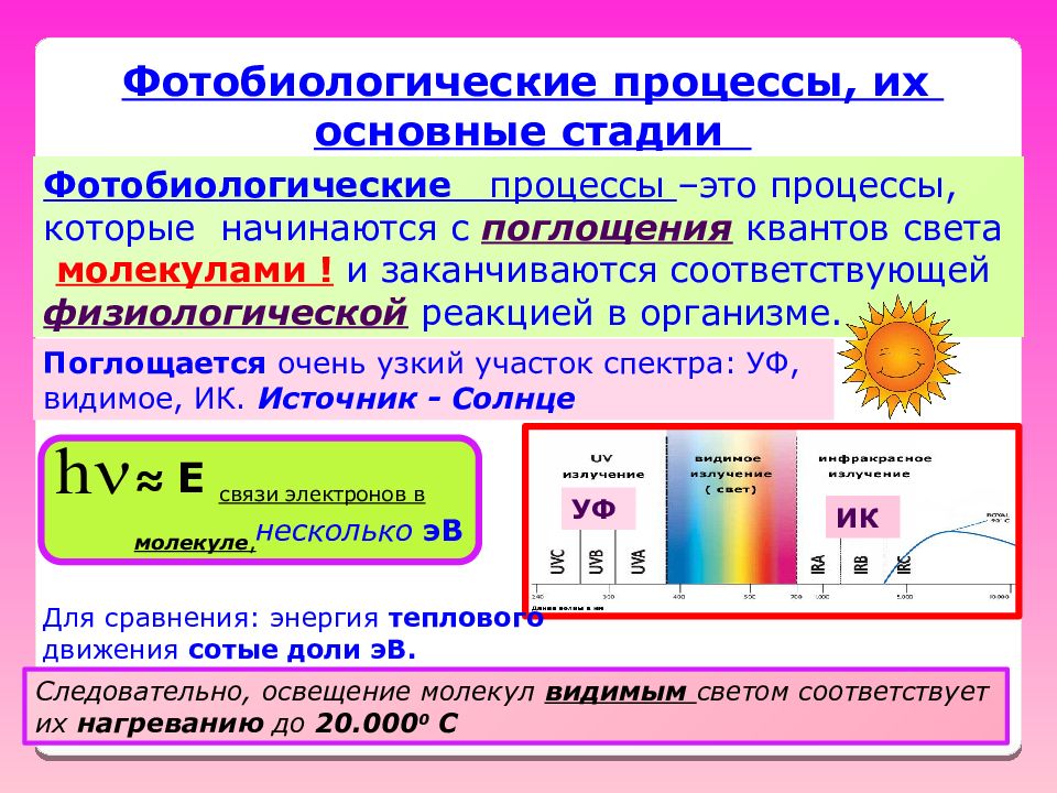 Световая энергия поглощается