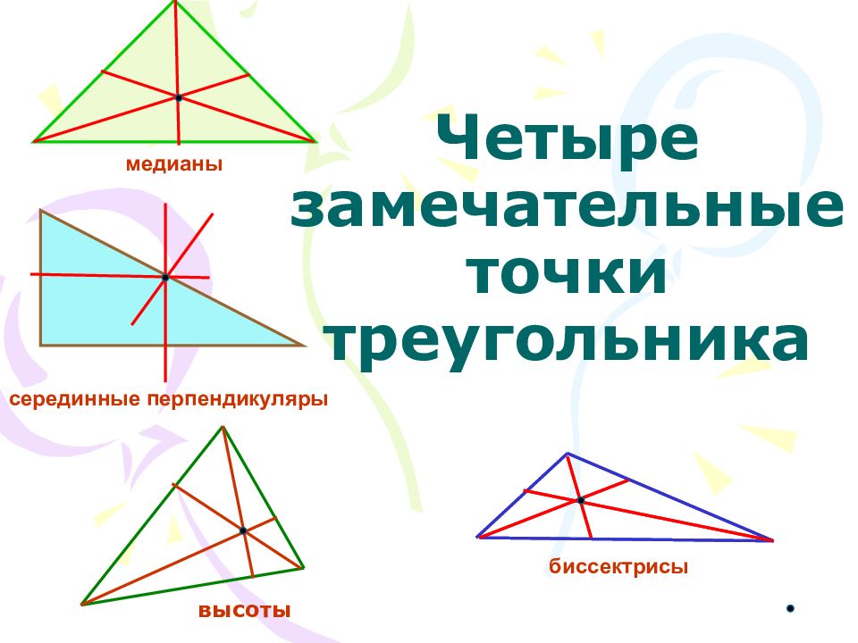 Четыре замечательные точки треугольника задачи на готовых чертежах