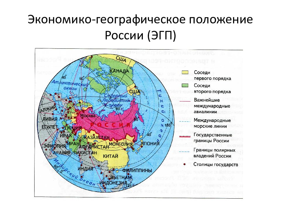 Схема географического положения россии