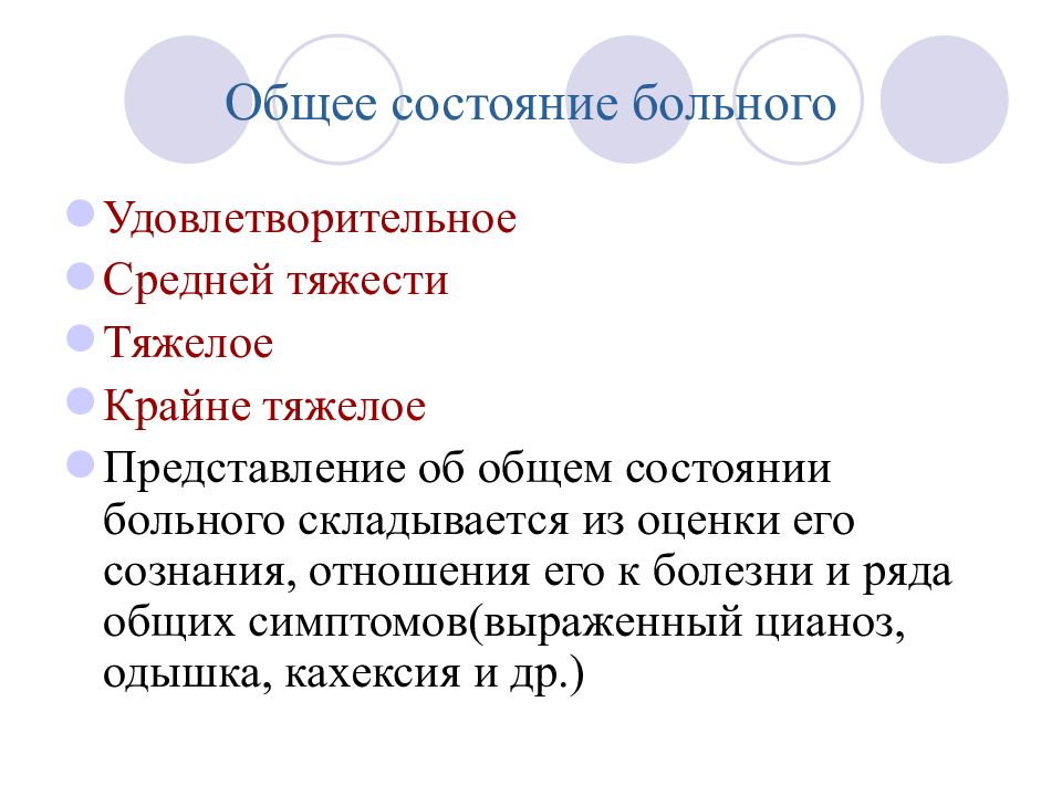 Субъективное и объективное обследование пациента