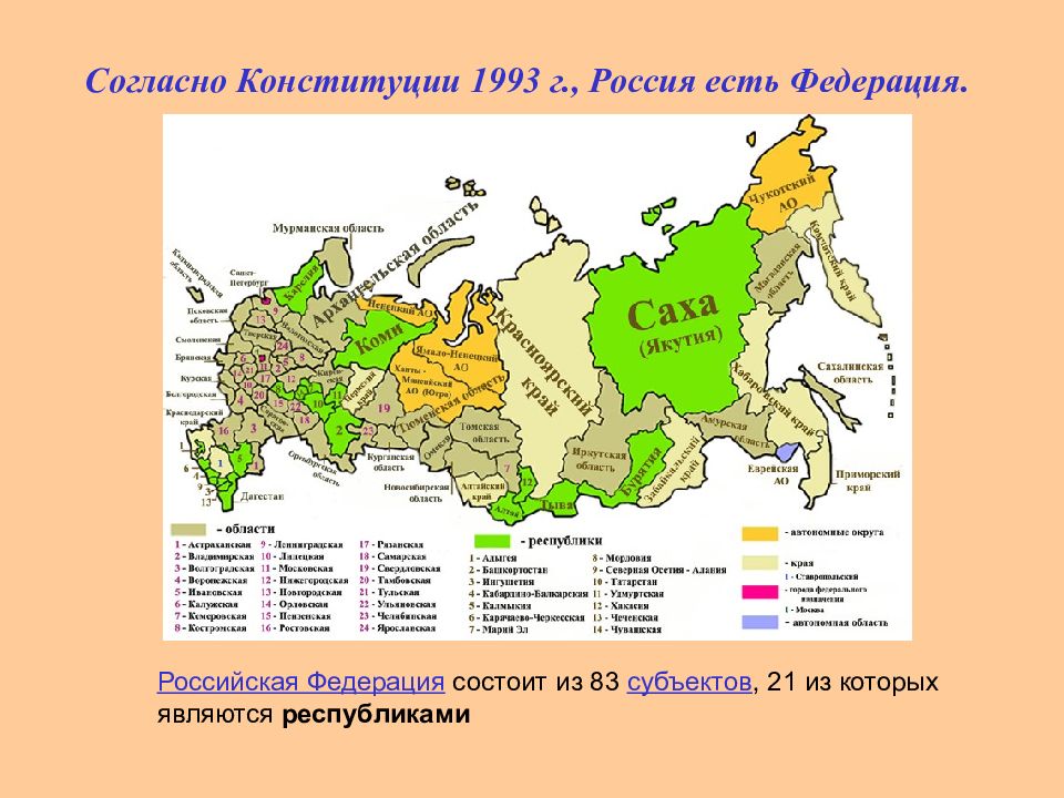 Карта автономных округов россии